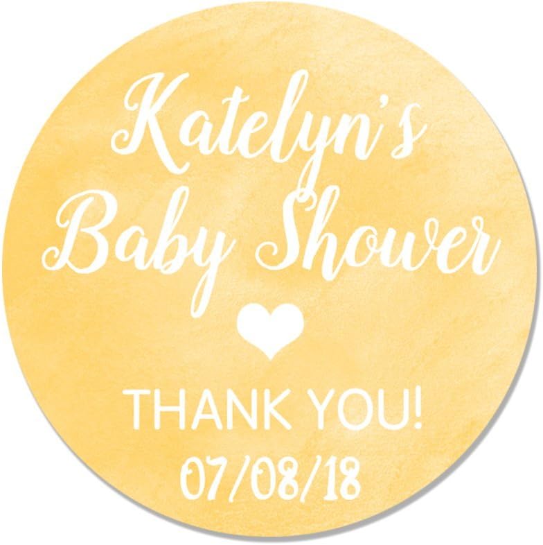 20 Personalized Yellow Baby Shower Favor Stickers