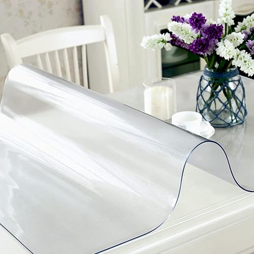 Miniatura 2 de Royhom Protector de mesa esmerilado, 0.079 in de grosor, 36 x 20 pulgadas, protector de mesa de plástico transparente, protector de escritorio