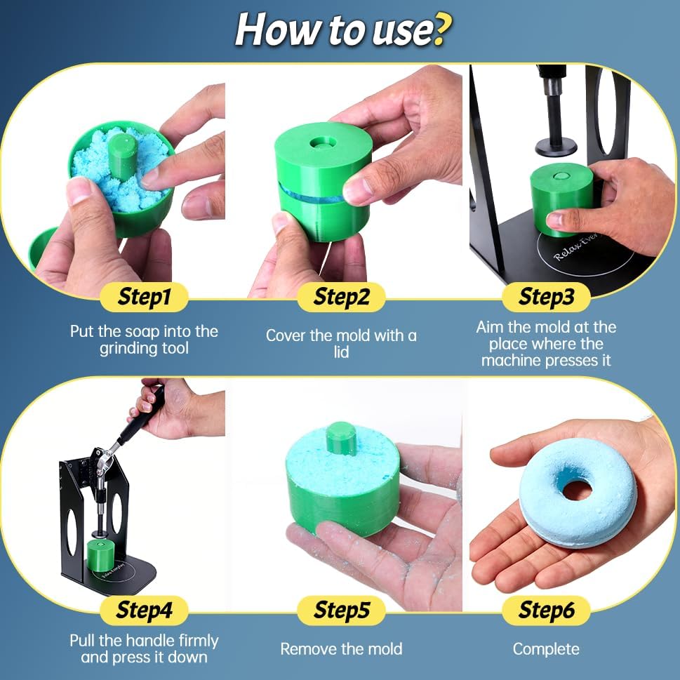 Bath Bomb Press Machine Upgraded Version,with 4PCS Bath Bomb Mold,All-Aluminum Soap Making Machine Kit for Adults Beginners (Black)