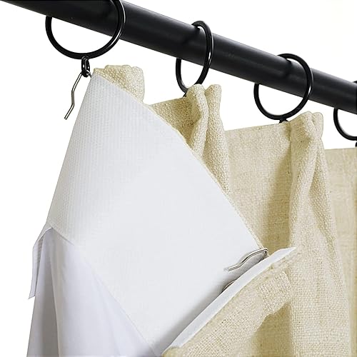 Miniatura 9 de TWOPAGES Cortina plisada con textura de lino moca para dormitorio con forro de privacidad para oscurecer la sala de estar, 72 pulgadas de ancho x