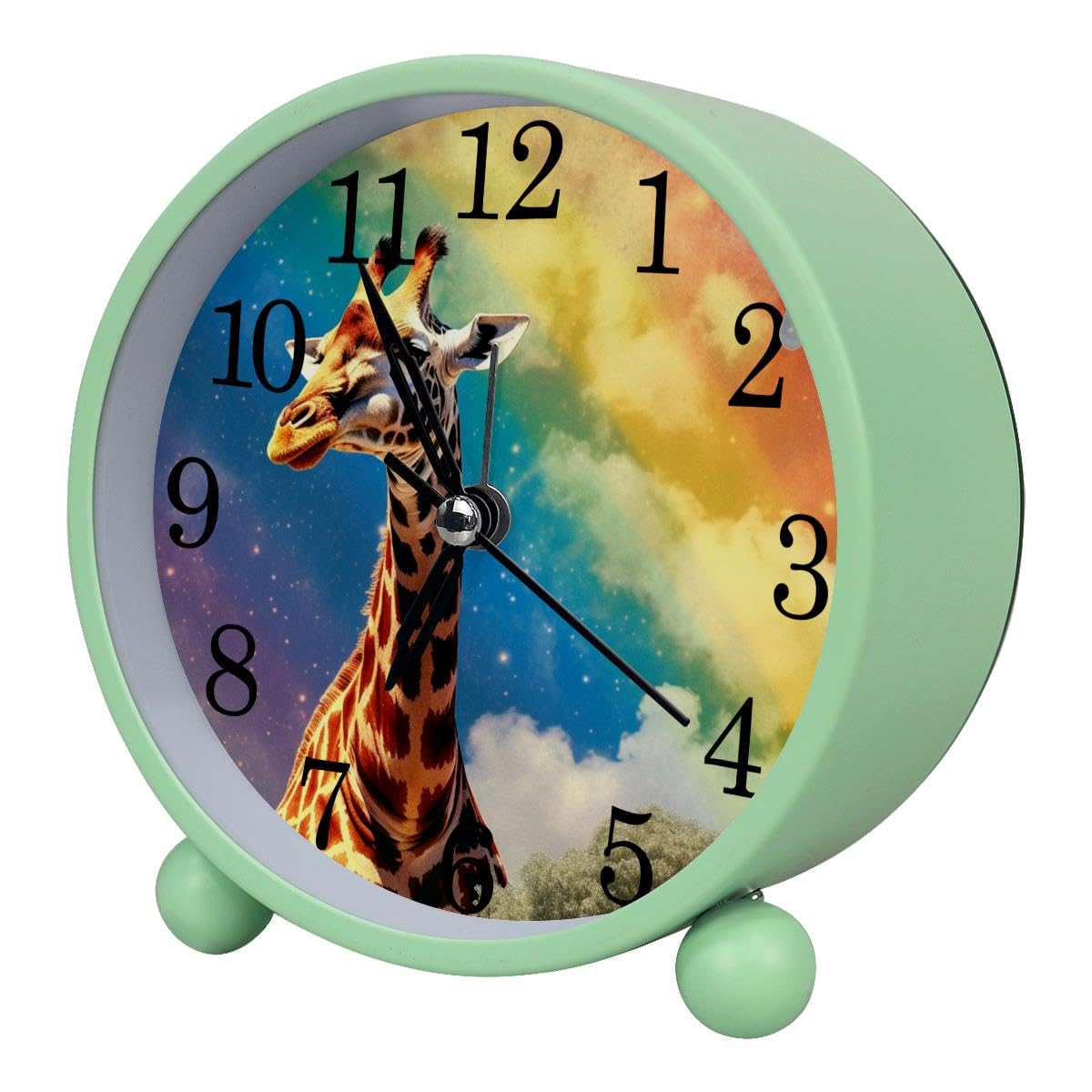 Luoweisi Alarm Clock Rainbow Giraffe, Silent Non-Ticking with Night Light