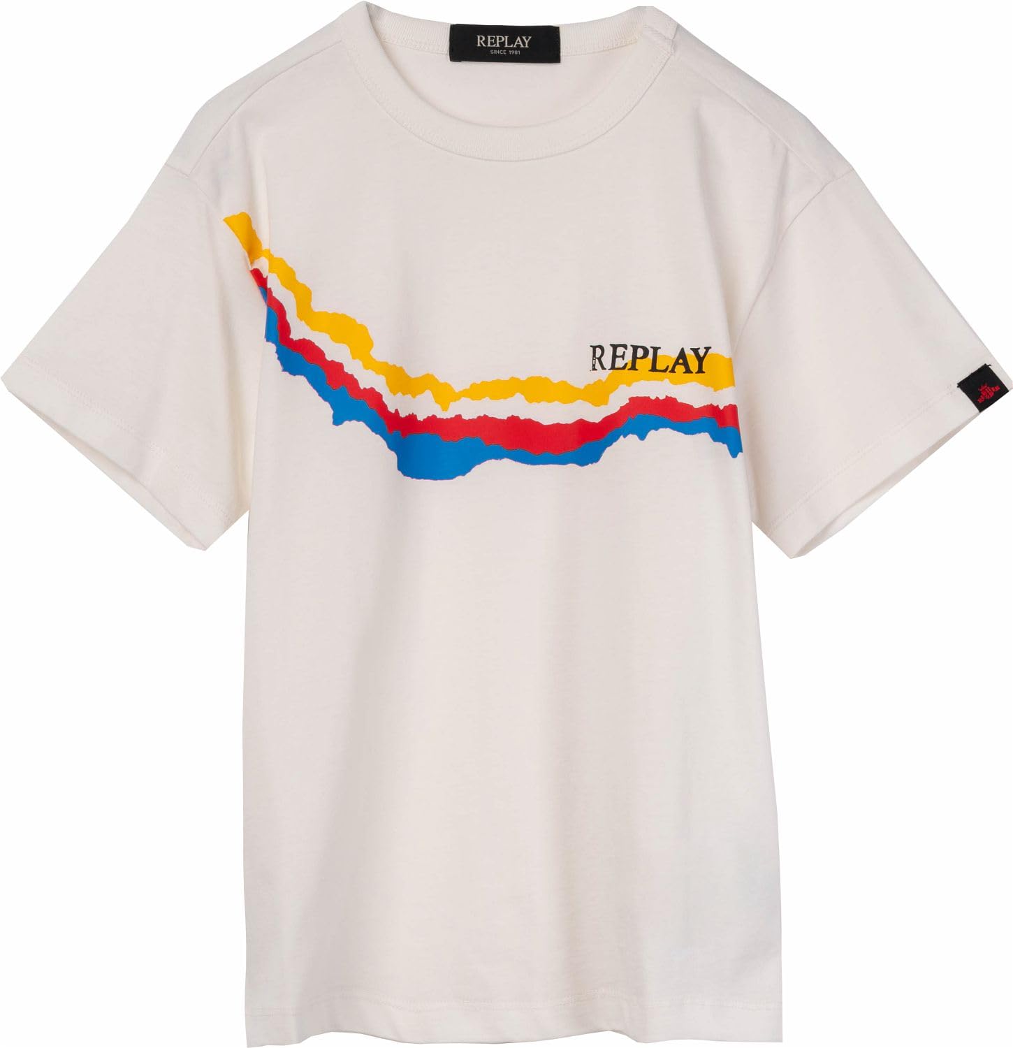 Replay Jungen T-Shirt Kurzarm mit Logo, Milk White 562 (Beige), 16 Jahre