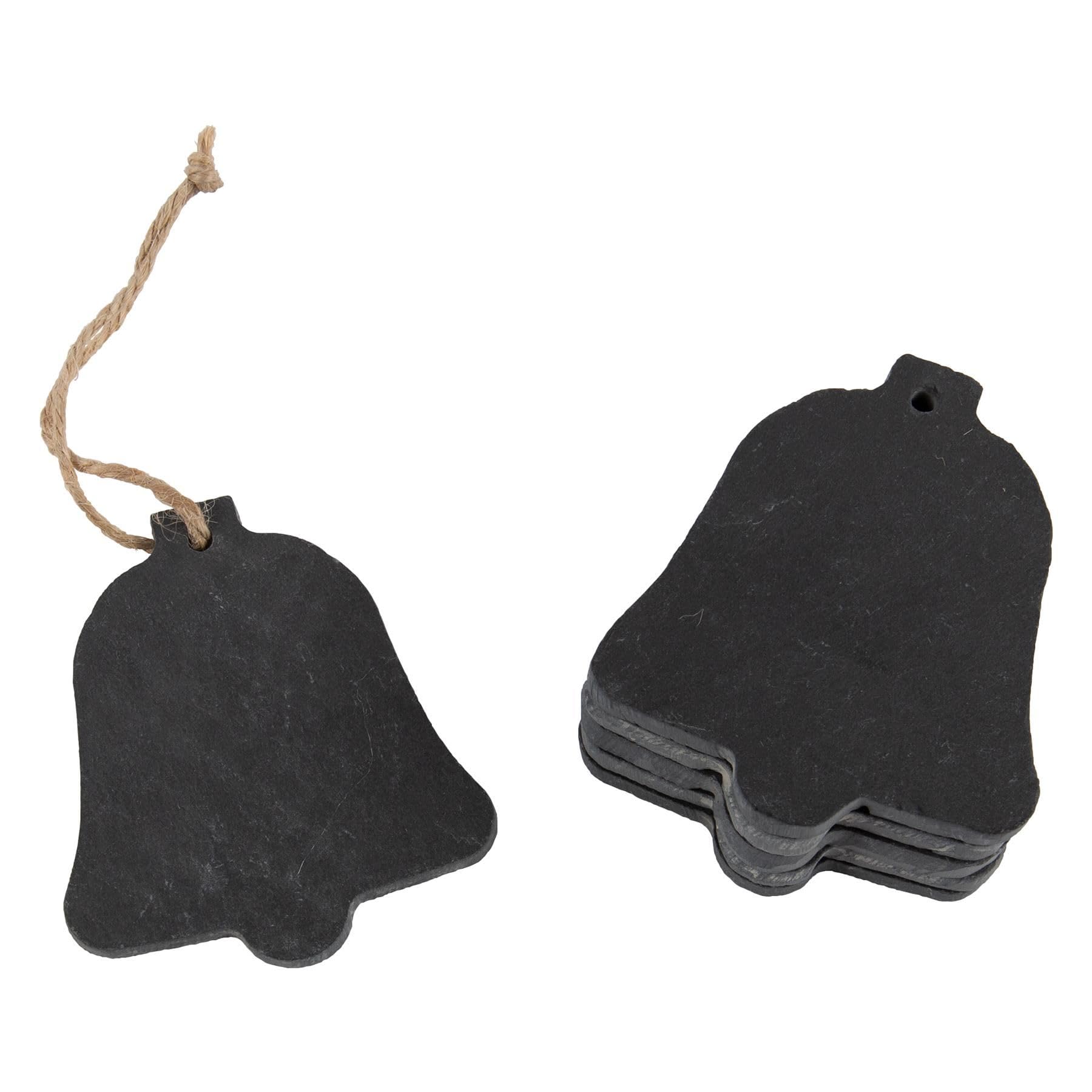 Nicola Spring Grey Slate Christmas Tree Decorations - 7 X 8.5Cm - Bell - Pack Of 6 - Xmas Decor Hanging Winter Holiday Ornament Keepsake Decorations For Christmas Trees, Wreath, Garland
