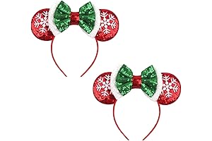 Minnie Christmas Ears Christmas Headbands with Black Sequin Bows
