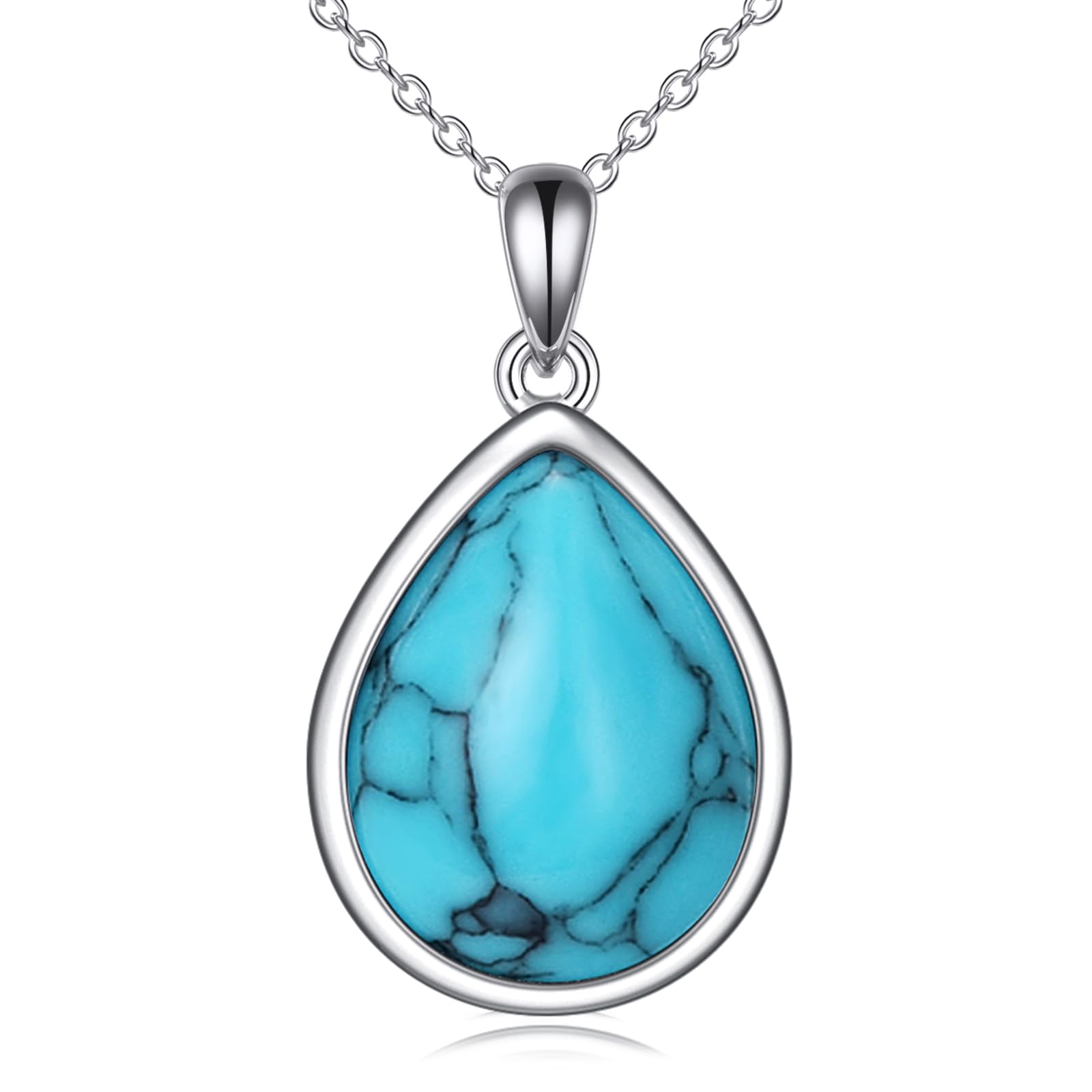 POPLYKE Collar de Labradorita para Mujer Plata de Ley 925 Joyería de Lágrima Collar Colgante de Labradorita Natural Regalos para Chicas(Labradorita)