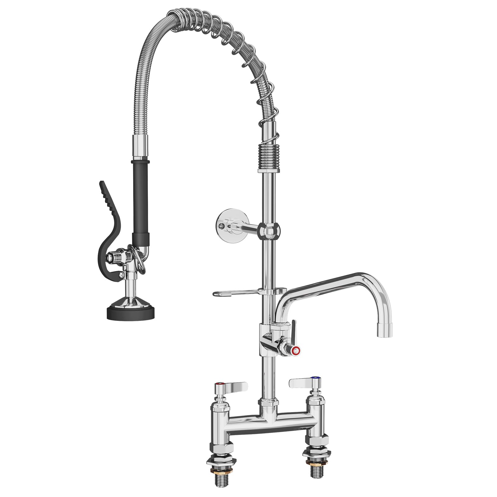 MOOTACO Commercial Kitchen Pre-Rinse Spray Tap, 7" Double Center Pedestal Pull Out Flexible Hose Sink Kitchen Tap — image 1