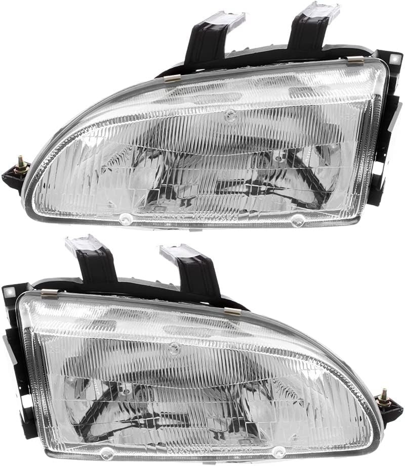 For Honda Civic Headlights Lamps Set 1992 1993 1994 1995 Halogen Driver and Passenger Side