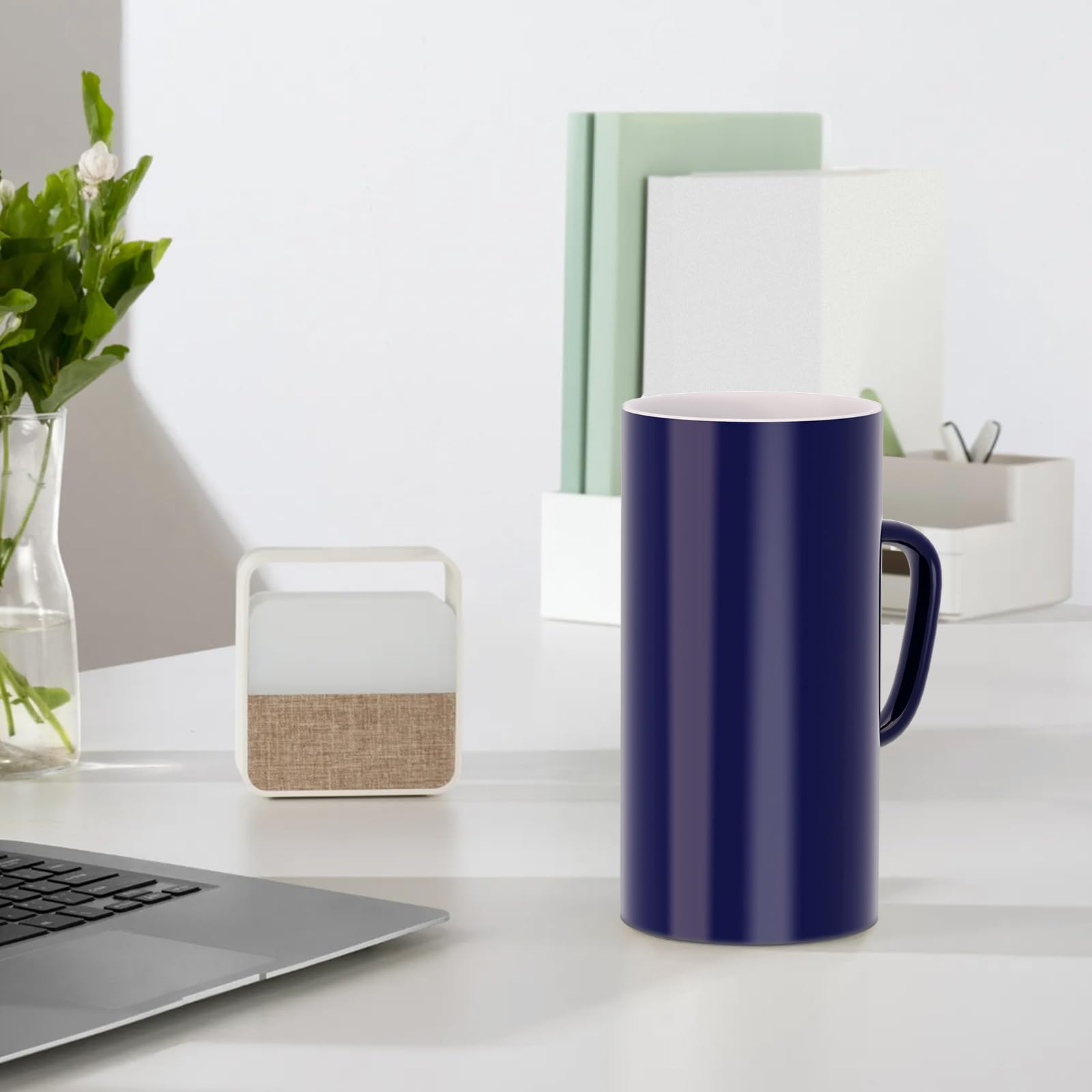 Linkidea - Tazas de café extragrandes de 113 ml, de cerámica extragrande con asa, de gran capacidad para la oficina y el hogar (Azul)