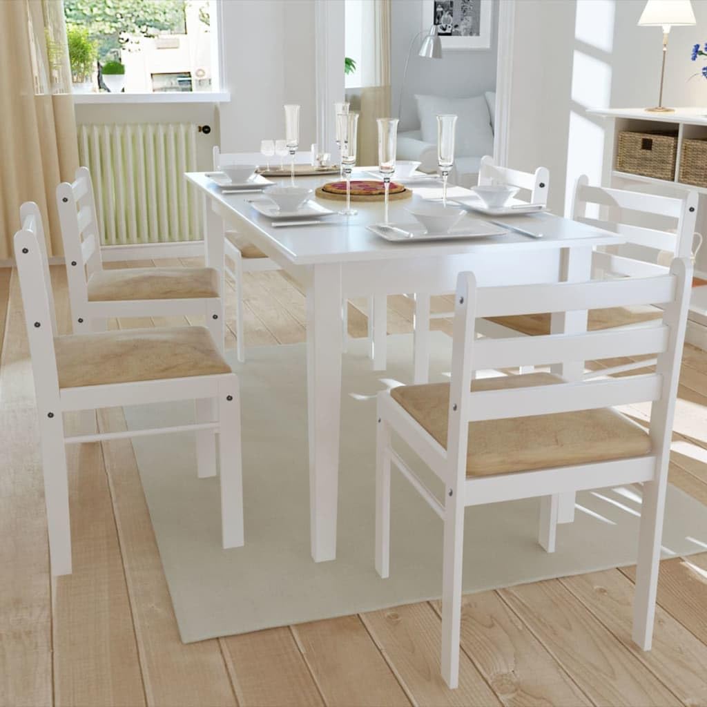 Generisch Sillas de comedor 6 piezas de madera maciza blanca y terciopelo,jiangboyue-272092