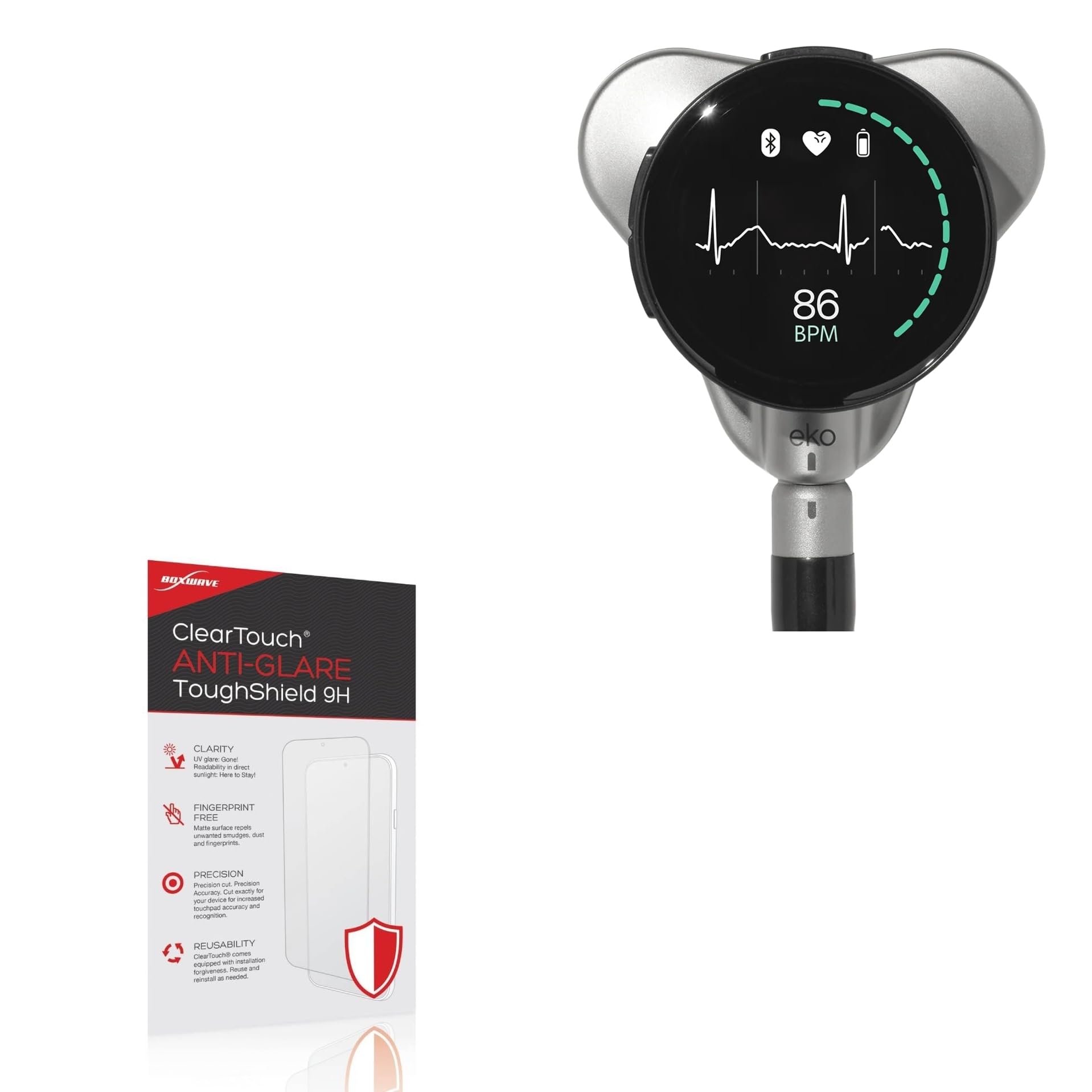 BoxWave Screen Protector Compatible with EKO CORE 500 - ClearTouch Anti-Glare ToughShield 9H (2-Pack), Anti-Glare 9H Tough Flexible Film Screen Protector