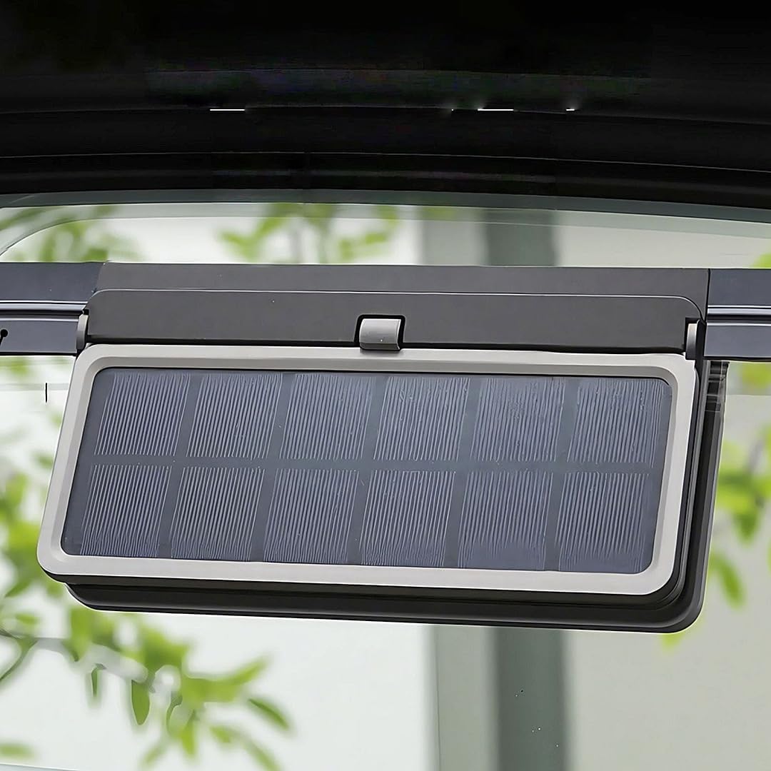 Solar Powered Car Window Fan - Exhaust Fan Ventilation, Window Fans with Exhaust and Intake, Portable Quiet Auto Air Circulator for Vehicle Cabin Cooling & Odor Elimination, Black