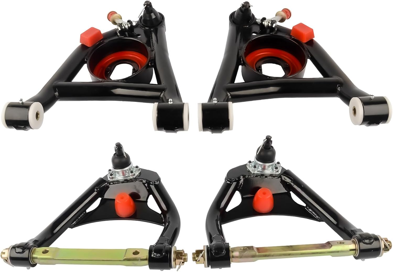 GELUOXI Tubular Upper Lower Control Arms Set Replacement for Chevy Chevelle Monte Carlo Malibu El Camino Lemans GTO Grand Am Buick Skylark Cutlass 1964-1972