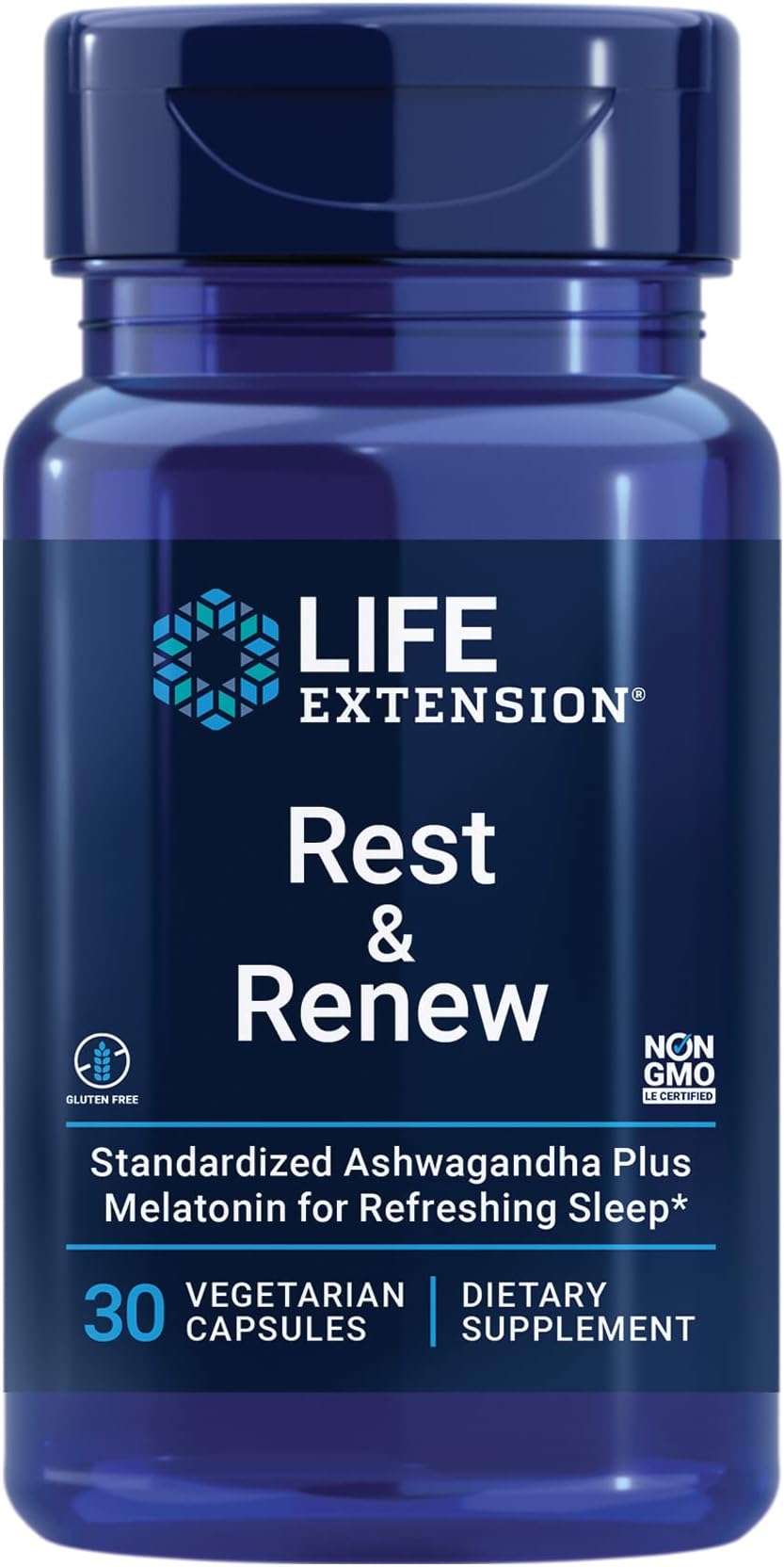 Life Extension Rest & Renew – for a Refreshing & Restorative Night's Sleep – Gluten-Free – Non-GMO – Vegetarian – 30 Vegetarian Capsules