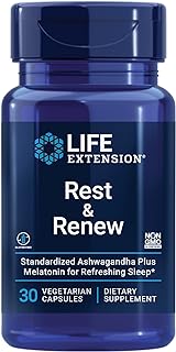 Life Extension Rest & Renew, for a Refreshing & Restorative Night’s Sleep, Gluten-Free, Non-GMO, Vegetarian, 30 Capsules