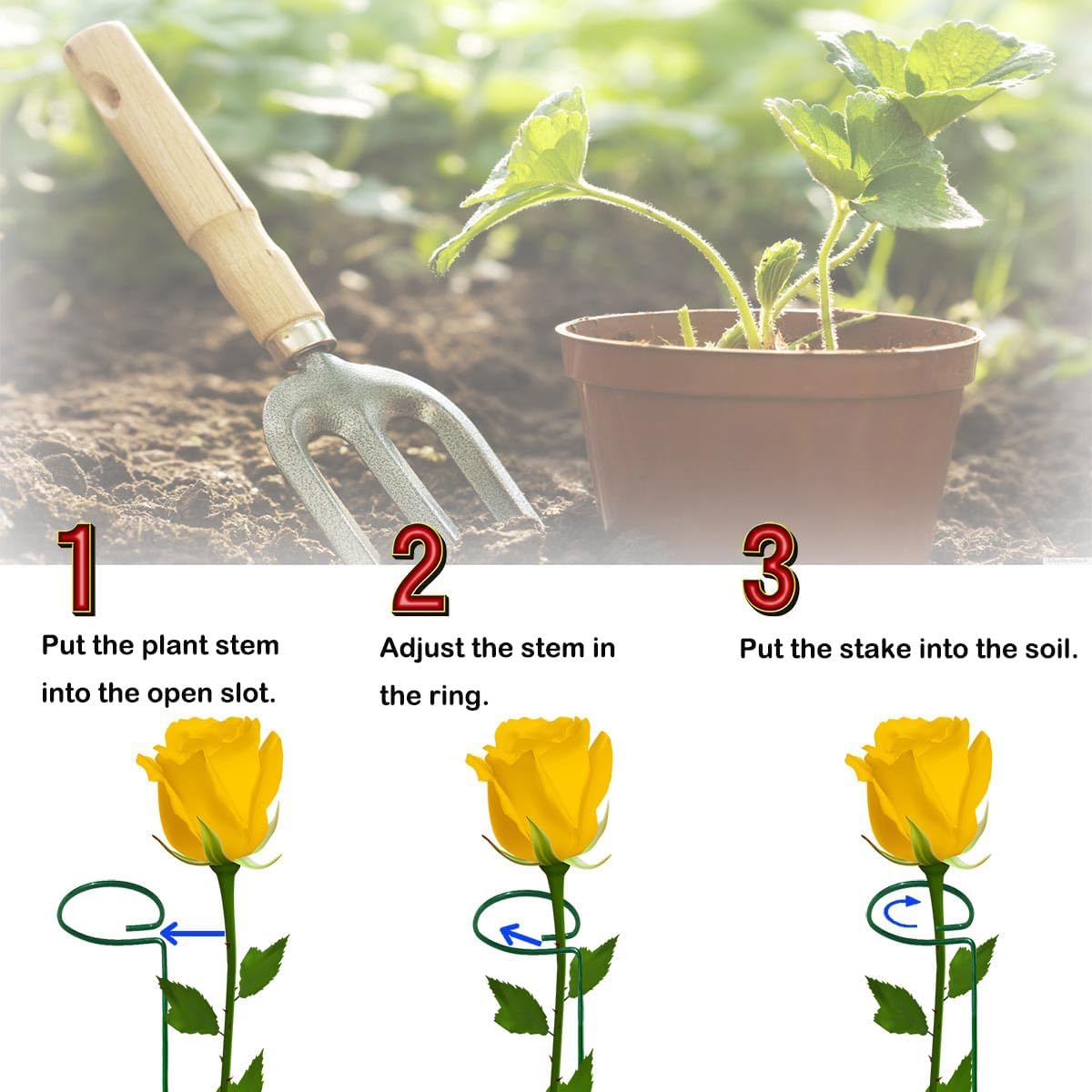 10 Pieces 36 inch Green Single Stem Plant Stakes Flower Support Rings,Gardening Planter Cages for Single Stem Flowers, Amaryllis,Peony, Lily,Narcissus