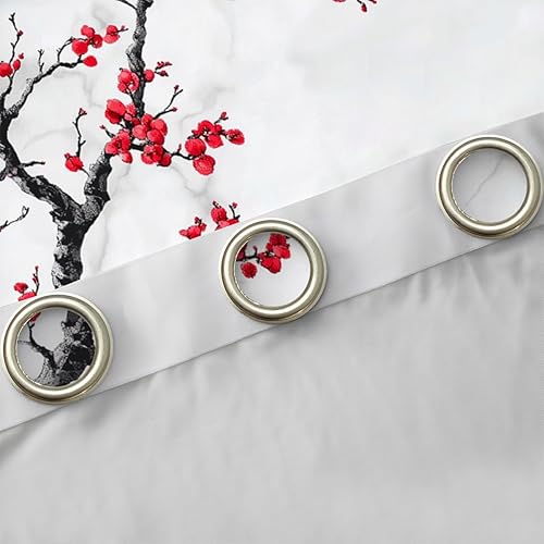 Miniatura 5 de Cortinas de ventana con flores de cerezo para dormitorio, cortinas de mármol blanco y gris, para sala de estar, para niñas y mujeres, cortinas