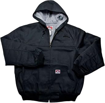 Ben Davis Men Jackets Hooded Front Zipper Fleece Lining Jacket Knit Cuffs Black 344 2XLarge