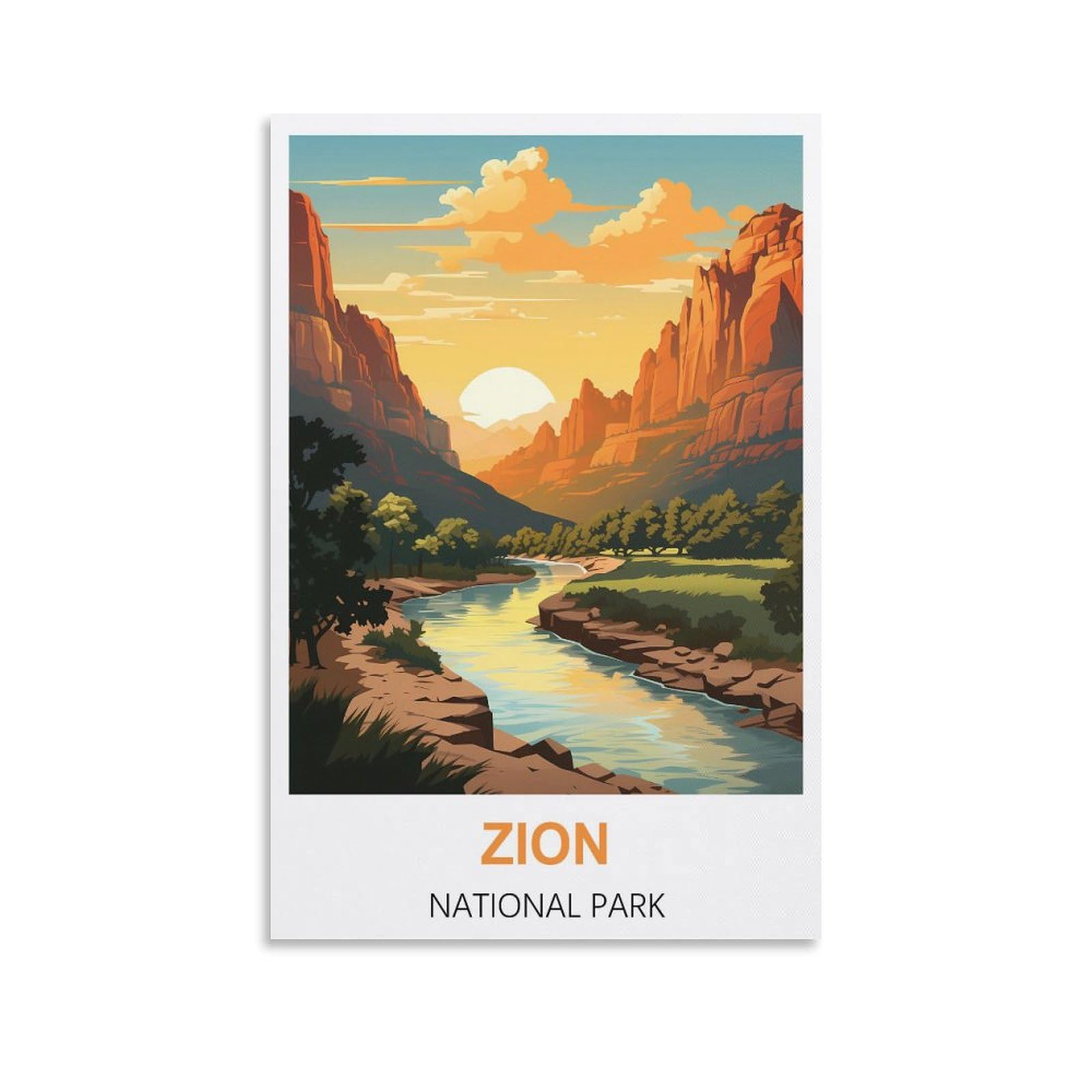 Metal Tin Sign,Zion National Park Vintage Signs Home Kitchen Rustic Travel Metal Signs Wall Art Decor 30x30cm