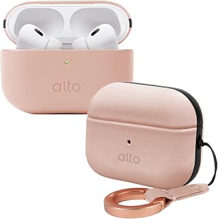 alto Italian Leather Case Cover Compatible AirPods Pro 2nd Generation 2022 Women Men Protective Hard Shell Supports Wireless Charging LED Visible (Misty Pink, AirPods Pro 2)