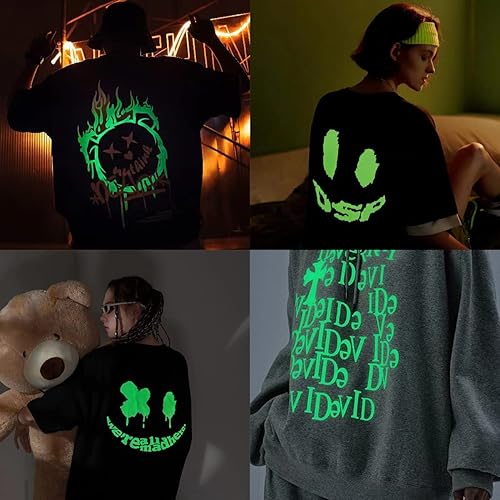 Miniatura 6 de Láminas de vinilo de transferencia de calor 3D de 12 x 10 pulgadas que brillan en la oscuridad película fluorescente luminosa de alta definición