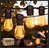 Guirnalda de Luces para Exterior 30M, 30+4 Bombillas Guirnalda de Luces LED S14 Exterior, Impermeable Luces Exterior, Serie...