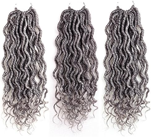 6 Packs Goddess Locs Crochet Hair 14 Inch Gray Wavy Curly Faux Locs Crochet Braids Synthetic Hair Extensions Dreadlocks Crochet Locs Braiding Hair Goddess Brainds Crochet Hair (14" (6 Packs), 51)