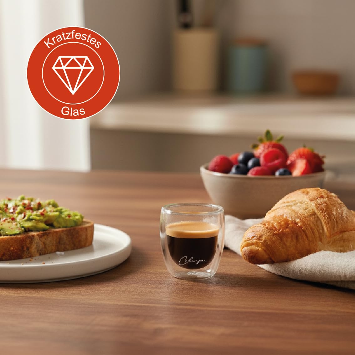 Set di 6 tazzine caffe vetro a doppia parete 80 ml - Bicchieri espresso di alta qualità - Vetro elegante e resistente ai graffi - Idea regalo - Vetro borosilicato - Lavabili in lavastoviglie