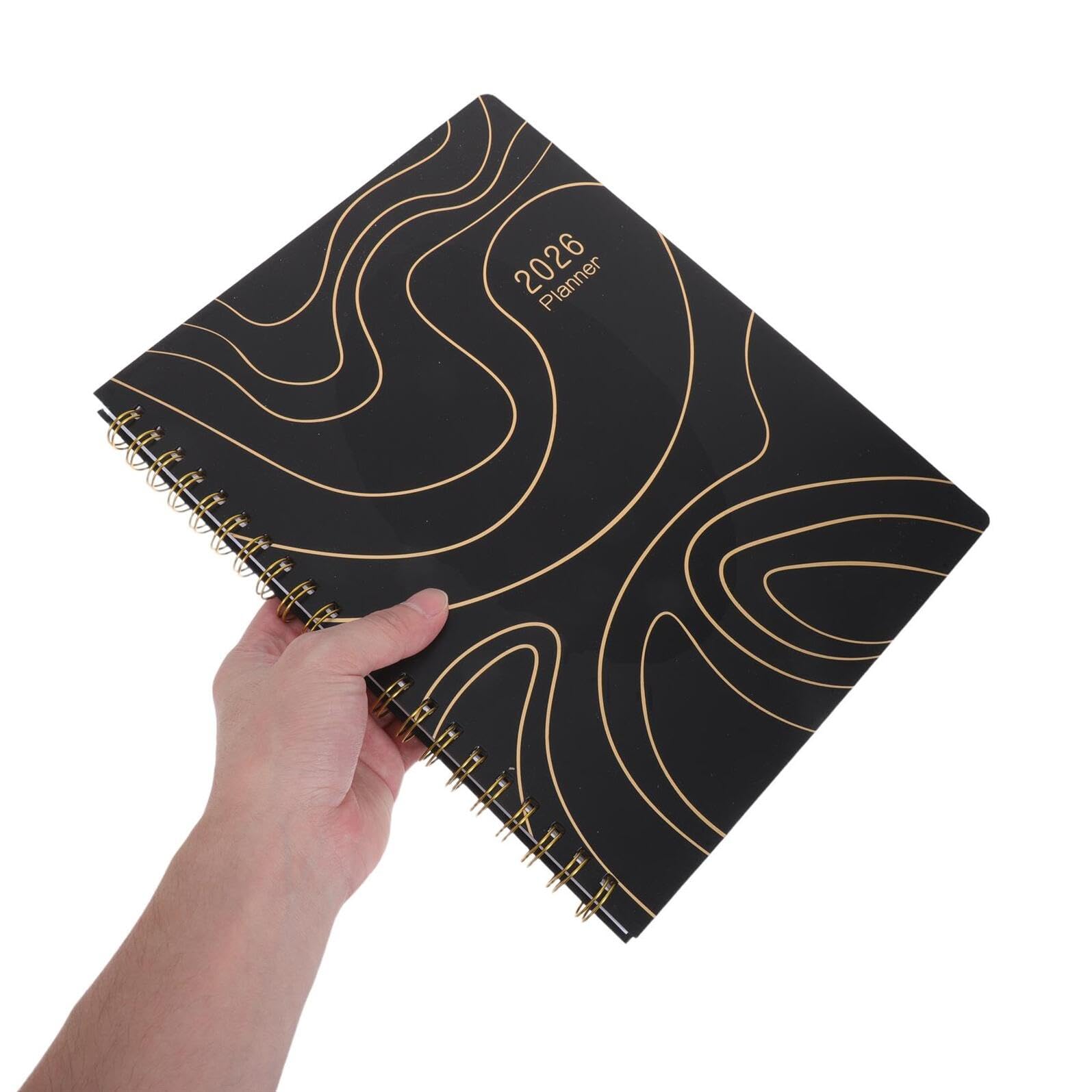 Agenda Hebdomadaire 2026 A4 Double Spirale, Planificateur D’objectifs Mensuels Couverture Rigide et Papier Épais, Carnet de Productivité Portable pour Bureau, École et