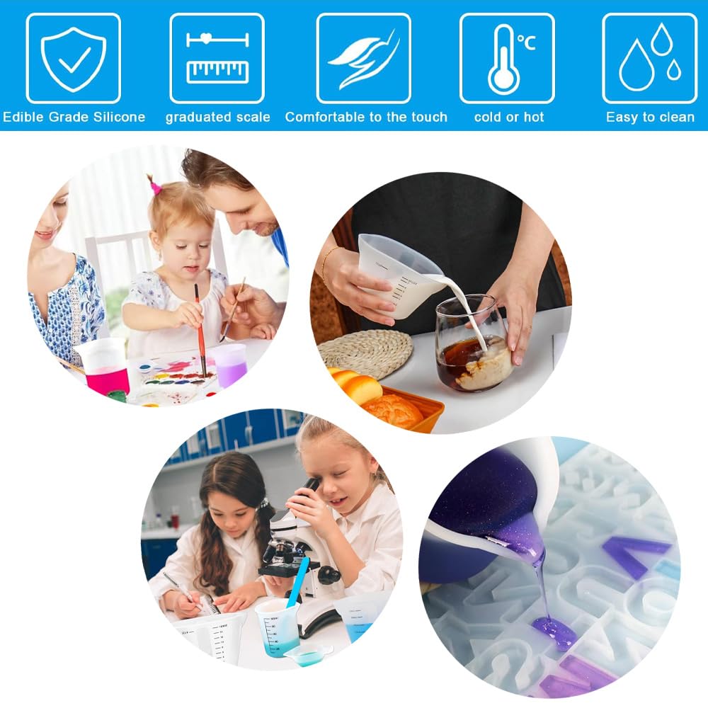 Set 4 Tazze Di Miscelazione In Resina - 50/100/150/250 Ml | Per Cucina E Laboratorio