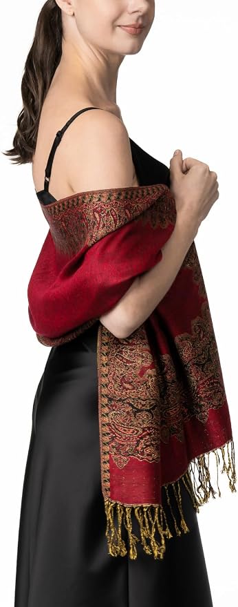 Fular Pashmina Big Paisley para Mujeres – Elegante Pañuelo para Bodas, Pasarelas y Uso Diario miniatura 6