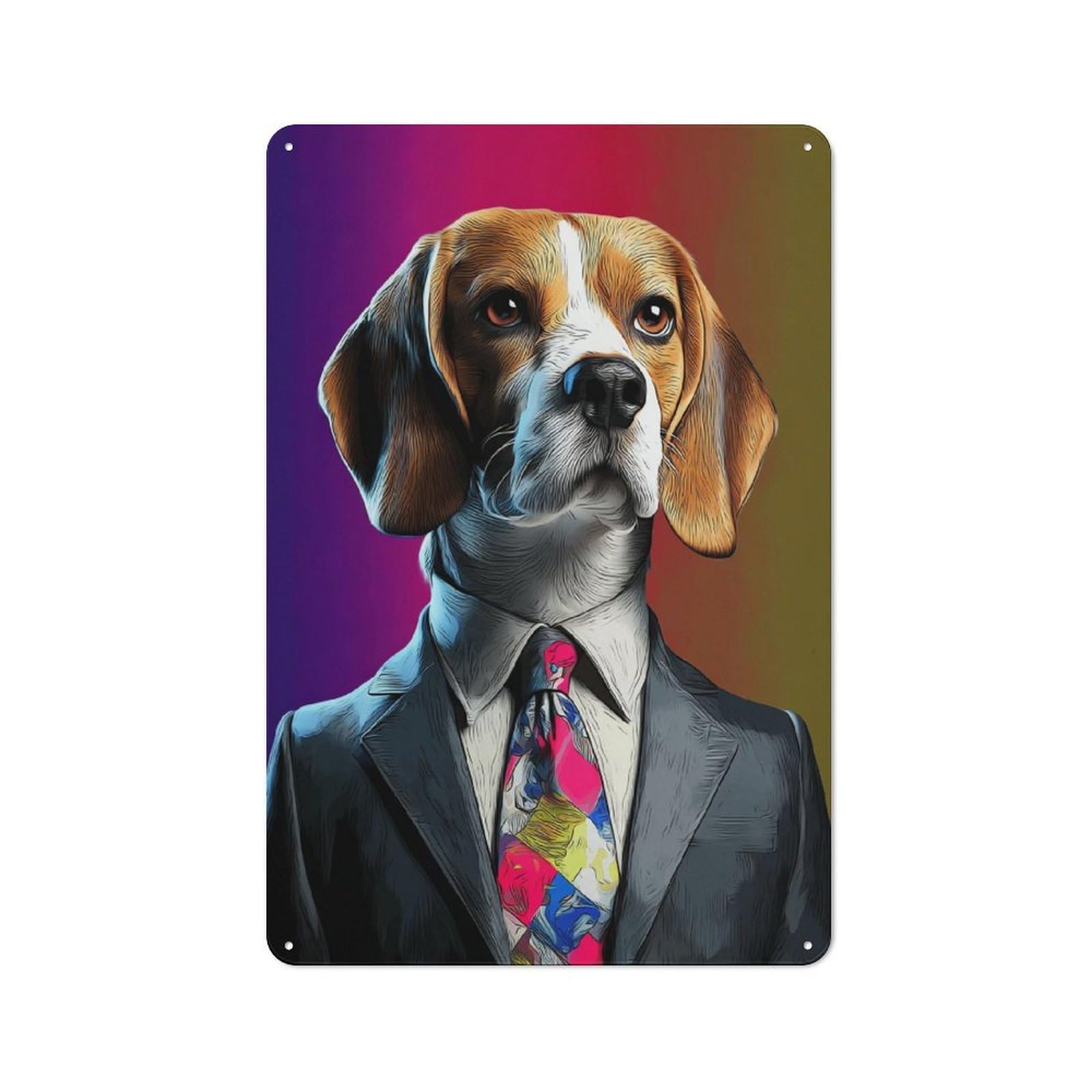 Junmoney Stylish Beagle In Suit Art Print -1 Vintage Tin Sign 30X20cm With For Man Cave Or Games Room, For Games Room Collectors