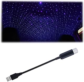 CGEAMDY Car Roof Star Night Light, Portable USB Car Roof LED Lights, Romantic Galaxy Atmosphere Lights, Sound Activated and Automatic Rotating, Star Projector, Plug and Play (Purple Blue)