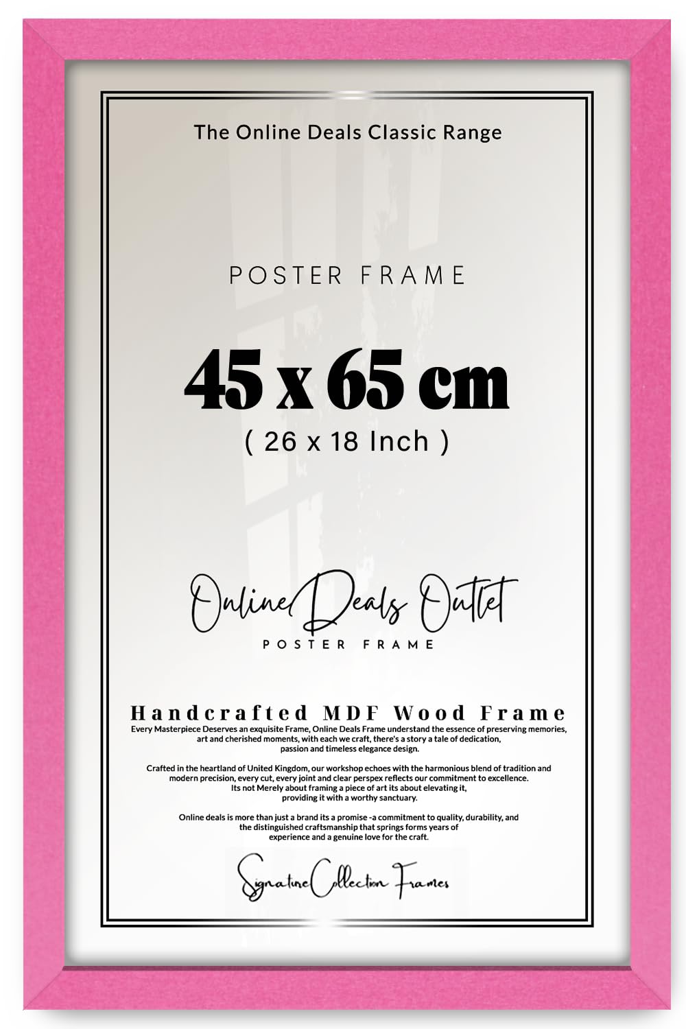 Online Deals | MDF Picture Frame (45 x 65 CM) No Mount Included for Posters, Wall Art & Home Decoration, MDF Finish, Portrait & Landscape Hooks [ Pink ]