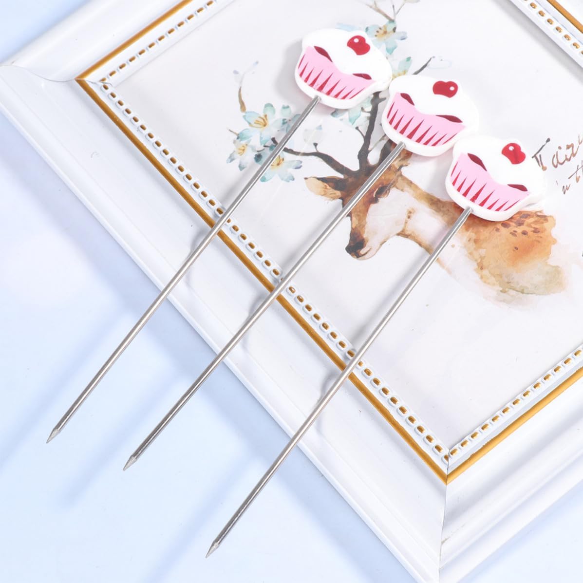 3pcs Cake Test Needle Stainless Steel ABS Grip for Cakes Cupcakes