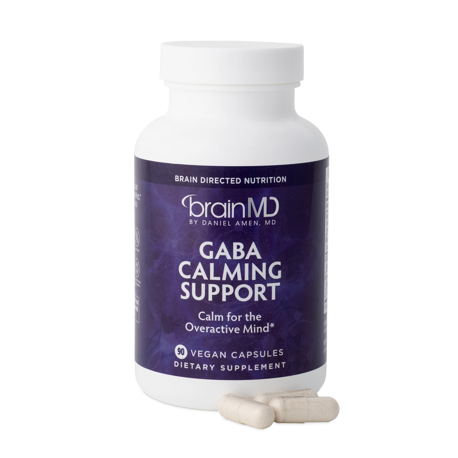 BrainMD Dr Amen GABA Calming Support - 90 Capsules - Promotes Relaxation - Contains Magnesium, Vitamin B6 & Lemon Balm - 90 Servings