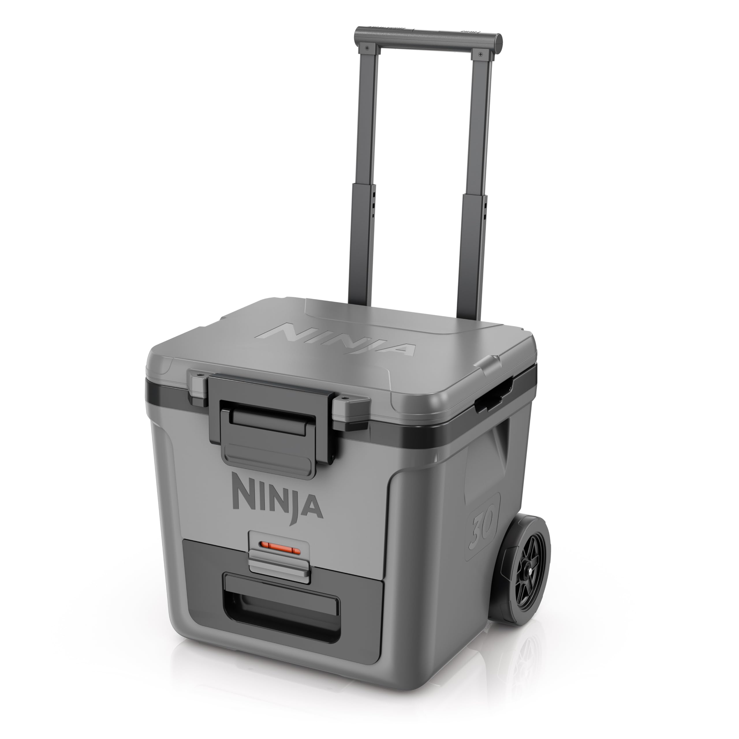 ninja  cooler  frostvault 30qt cooler with wheels  insulated with temp dry storage drawer  keeps ice cold for days  for the beach camping picnics amp more  slate gray  fb230gy