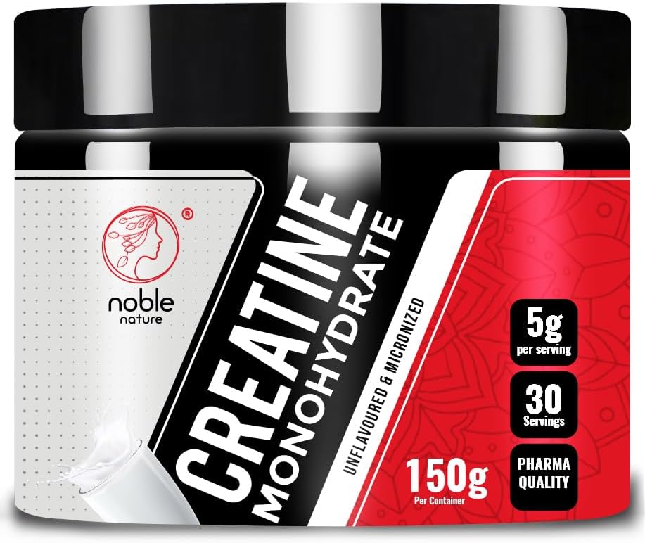 Noble NatureCreatine Monohydrate Powder - Micronized & Unflavoured for Muscle Building Support (30 Servings (Pack of 1))