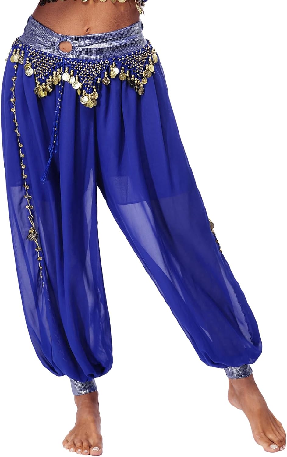 Linjinx Women's Belly Dance Pants Bloomers Sparkle Tassel Arabic Harem Pants Costume Trousers