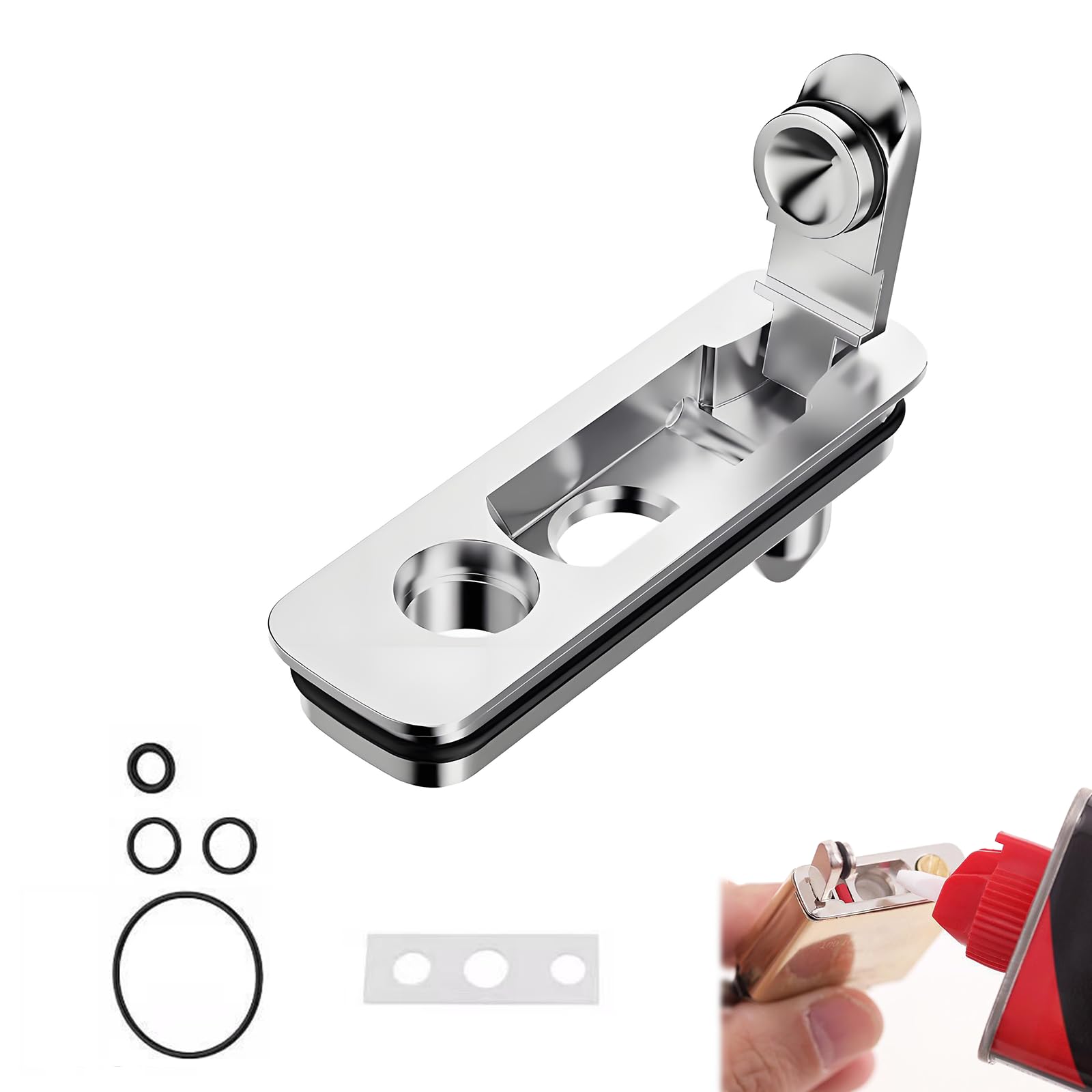 BaraRose ジッポ 揮発防止【Zippo 専用】オイル揮発・漏れ防止 メタルパッド ライター保守修理パーツ 耐久性ある金属製 + ゴムパッド セット Zippo ライター専用設計 オイル長期保存対策 ボトムガスケット交換用 メンテナンスキット 取り付け簡単 揮発防止性能向上 (銀白色)
