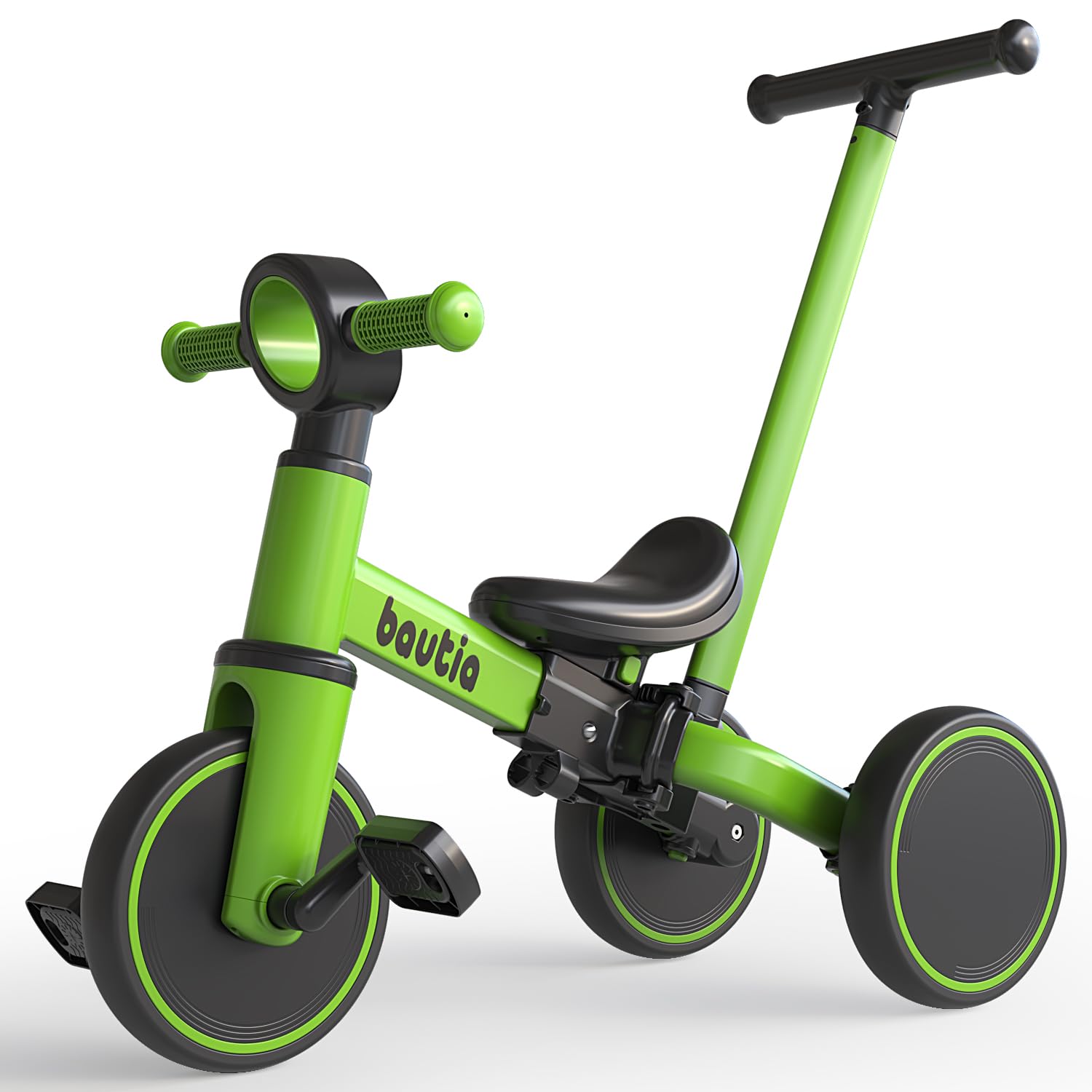 Kids Tricycle for Toddlers 1-3 with Push Handle, 5 in 1 Baby Balance Bike for 1-4 Years Old Boys Girls Gift with Removable Pedals (No Parent Steering Version)