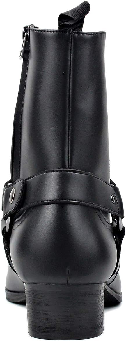 OSSTONE Men Chelsea Ankle Boots Leather Microfiber Chukka Designer Boots with Side Zipper Heel Dress Boots JY015-CQ