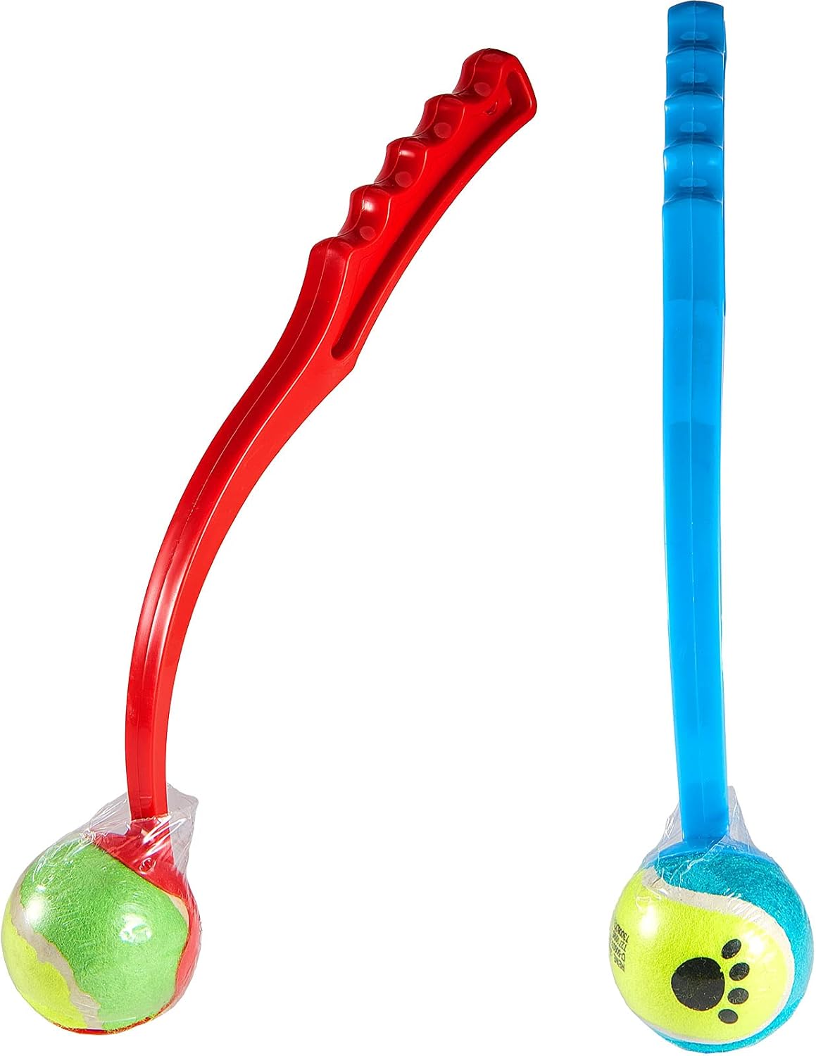 Sumind 2 Pieces Dog Ball Launcher Thrower with Extra 2 Pieces Dog Toys