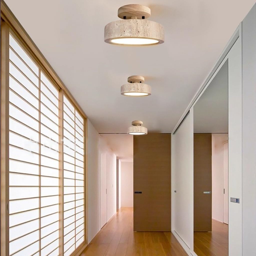 Deckenleuchte Wabi Sabi Stil Pendelleuchte Retro Esstisch Deckenlampe Natürliche Stein Deckenleuchten Bauernhaus Deckenleuchten Verwendet Für Küche, Wohnzimmer Flur Schlafzimmer(B)