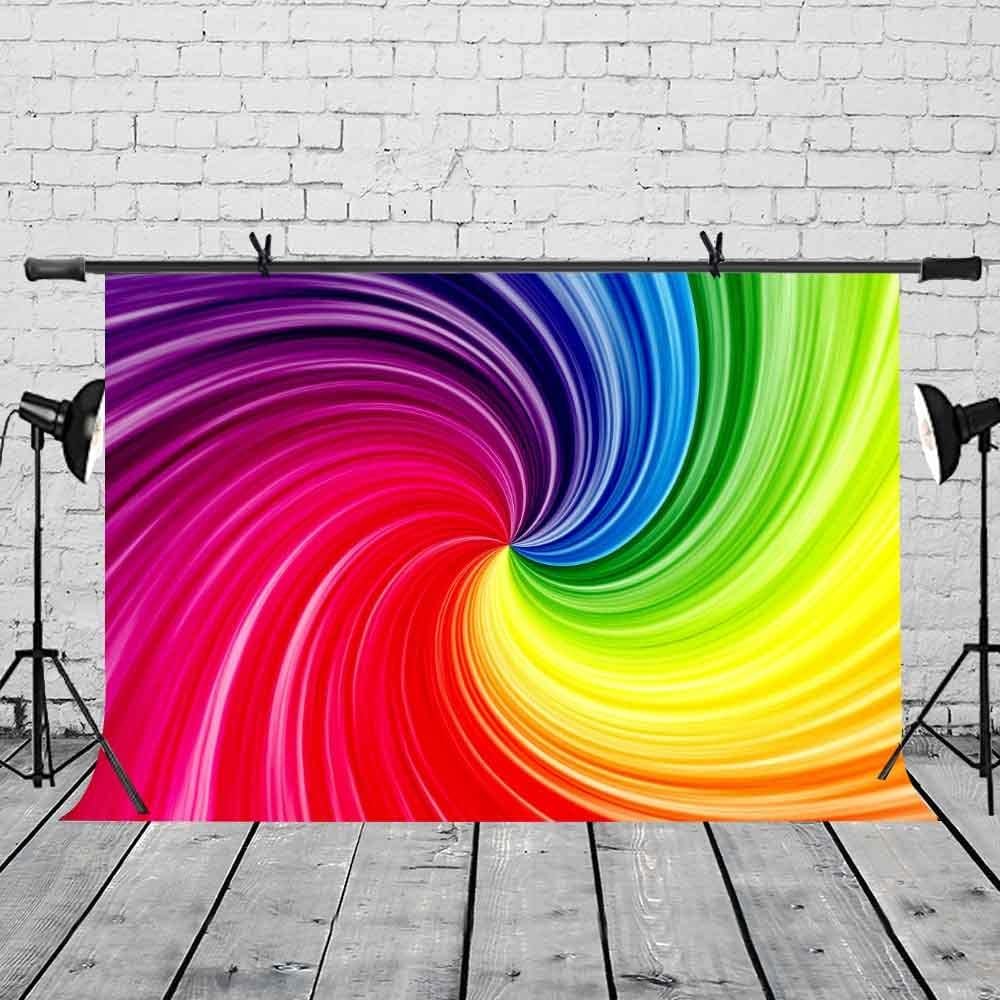 Artistic Backdrop Rainbow Spiral Gradient Color Photography Backdrop Abstract Art Studio Background Props (7x5ft)