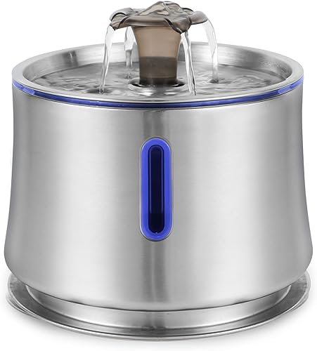Fuente de agua para gatos de acero inoxidable de 2.5 litros, fuente de agua automática para mascotas, fuente de agua para gatos, fuente de agua para