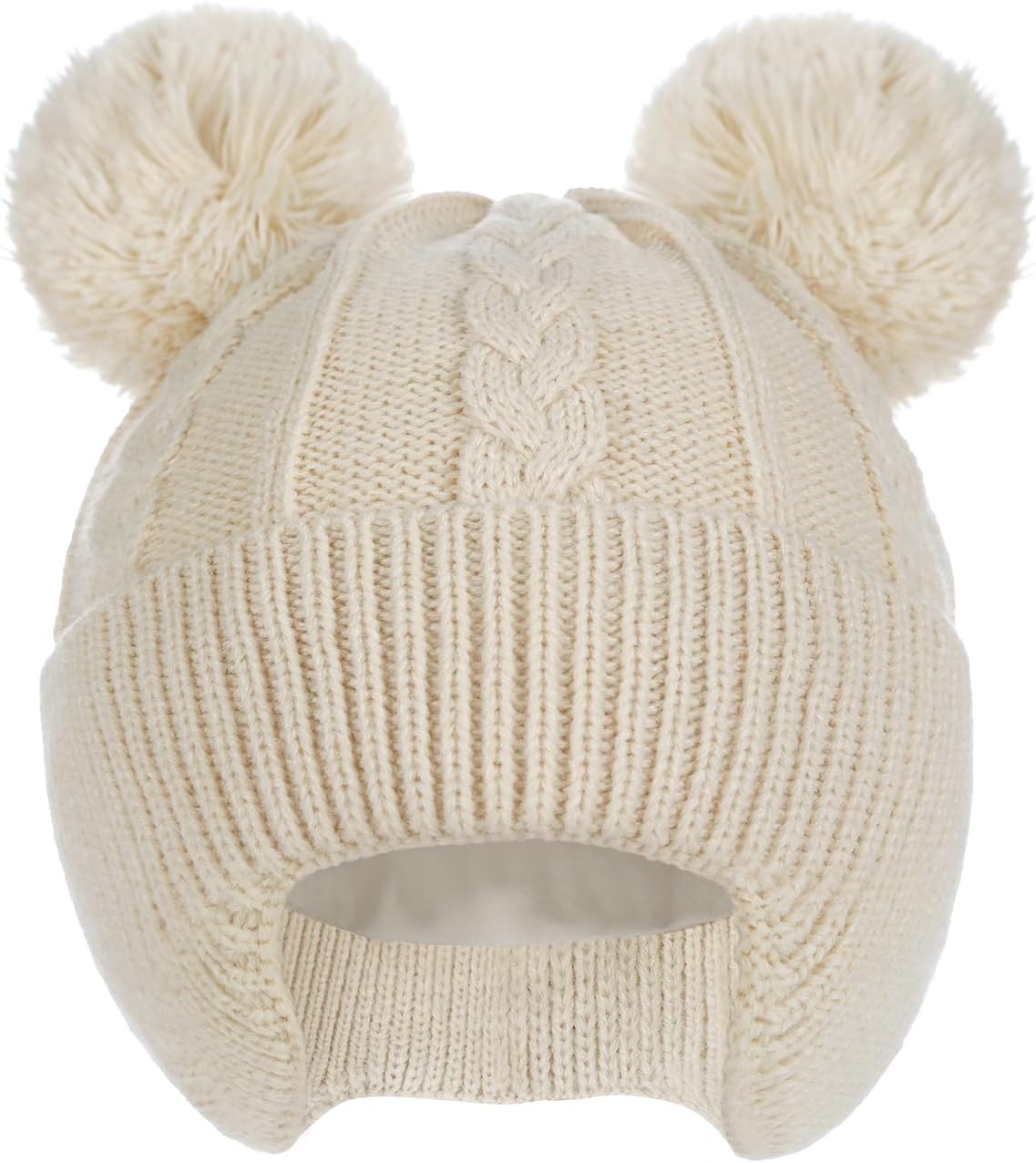 Creekstone Baby Beanies Toddler Bobble Hat with Ear Flaps Warm Cute Fleece Lined Kids Winter Hat for Baby Girls Boys