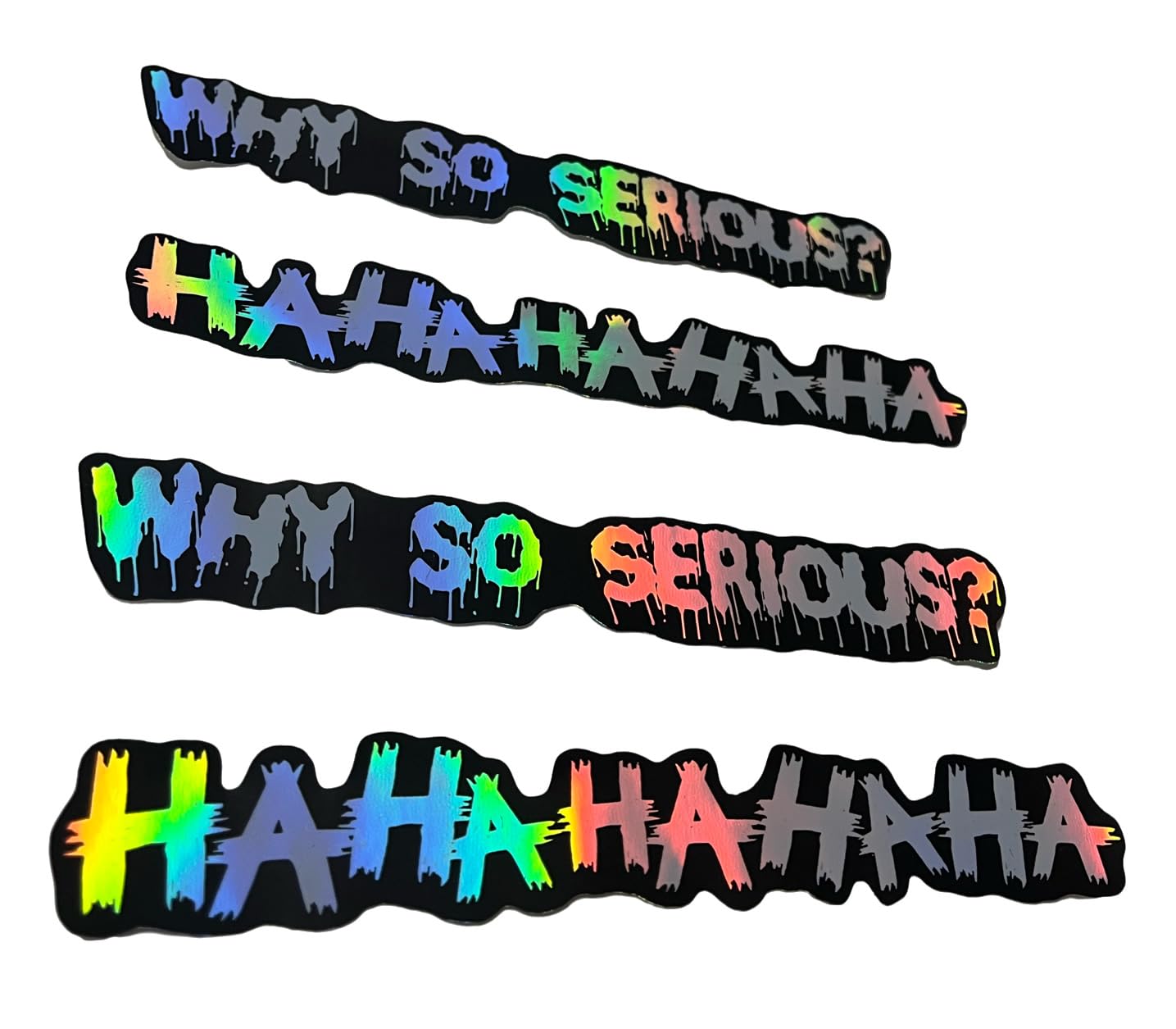 x4 Hahaha Why So Serious Haha Funny Joke Evil Joker Holographic Silver Stickers