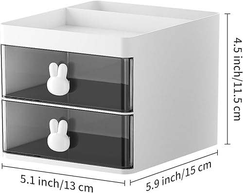 Miniatura 5 de Marbrasse Organizador de escritorio pequeño con cajón, organizador de escritorio de madera