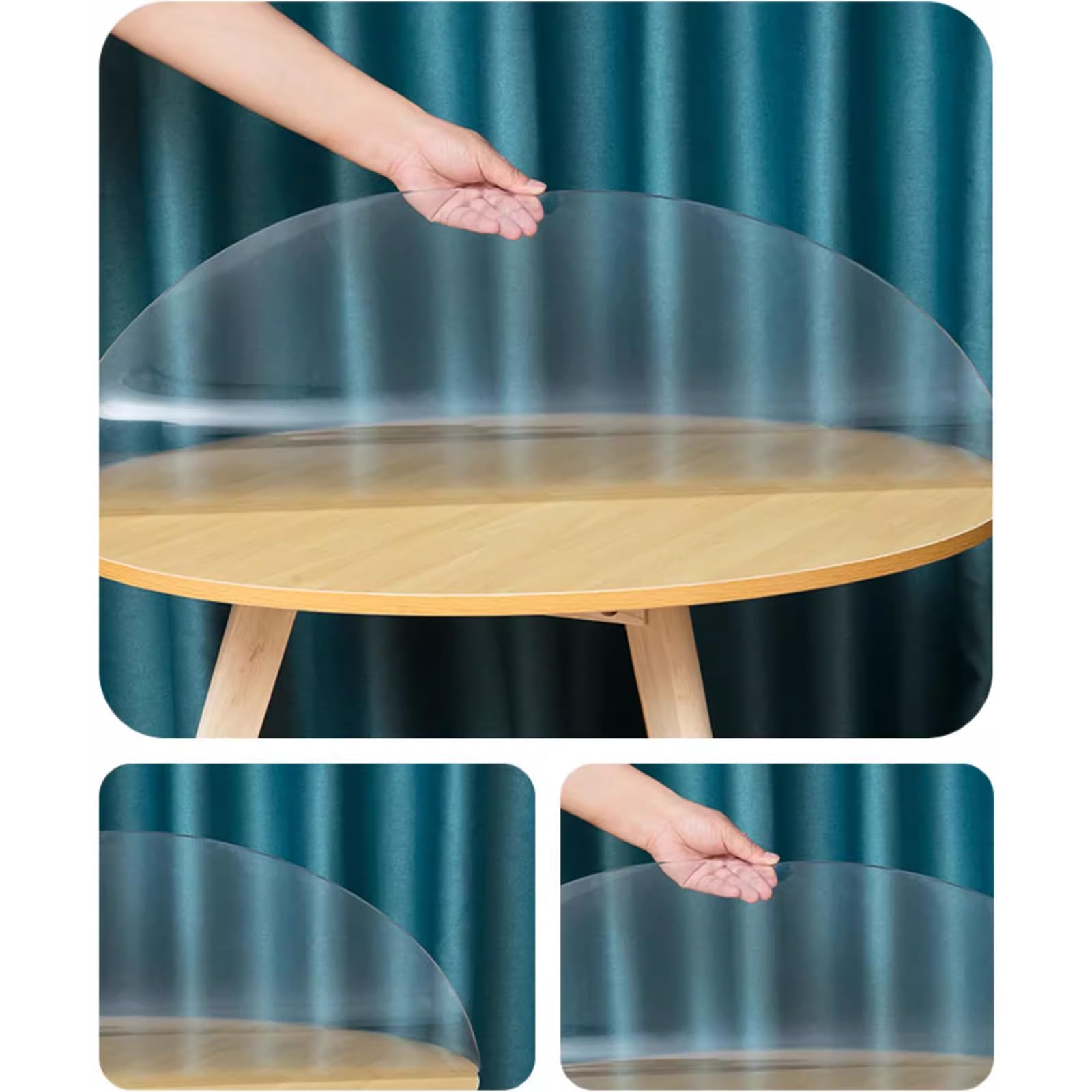 Pellicola Protettiva per Tavolo Rotondo in PVC Trasparente, Copertura Protettiva per Tovaglia in PVC Impermeabile Trasparente da 0,8mm, Tovaglia in Plastica Trasparente (Diameter 130cm/51in)