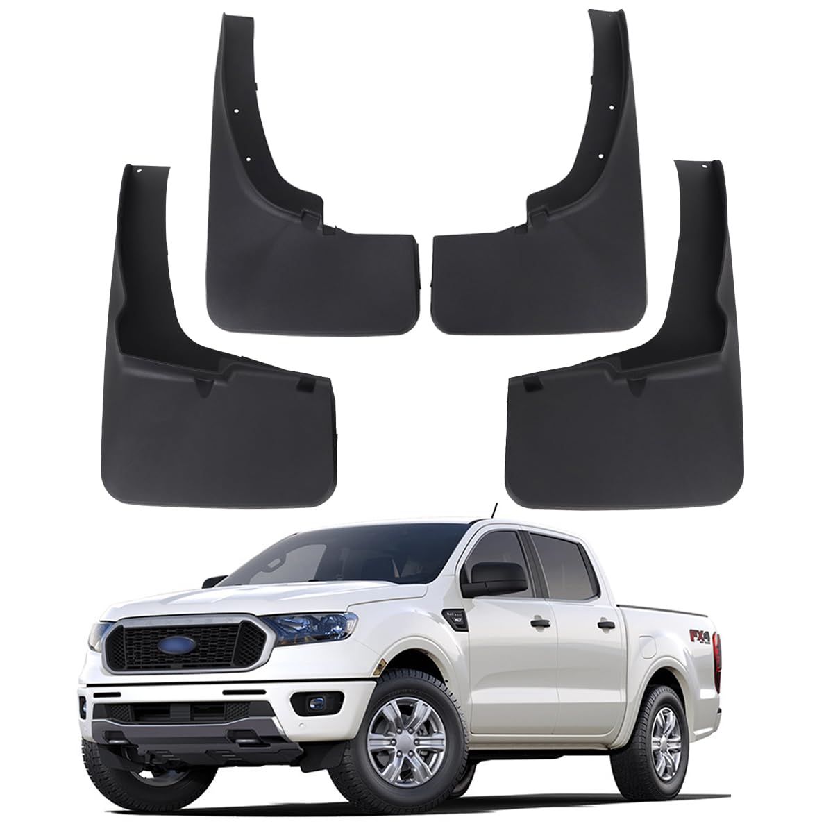 Mud Flaps Splash Guards Compatible with Ford Ranger 2019-2023 Front and Rear Mudflaps Mudguard Ranger Accessories, 4PCS